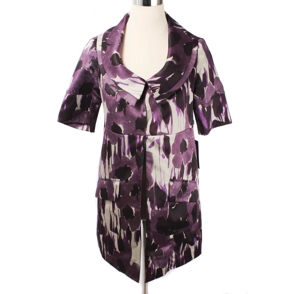 SIMPLY VERA WANG Purple & Gray Pattern Short Sleeve Blazer or Coat NWT